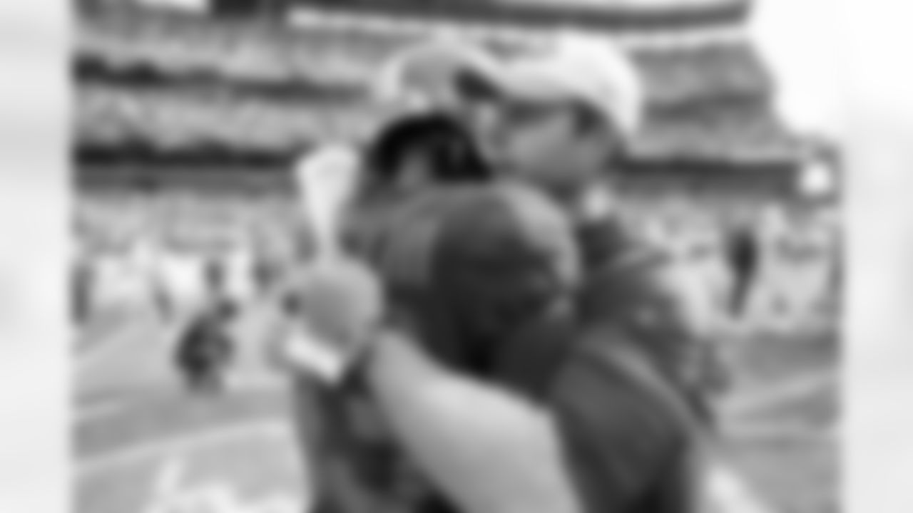 The Los Angeles Chargers celebrate their 30-28 victory over the Cleveland Browns at FirstEnergy Stadium on October 9, 2022 in Cleveland, Ohio.