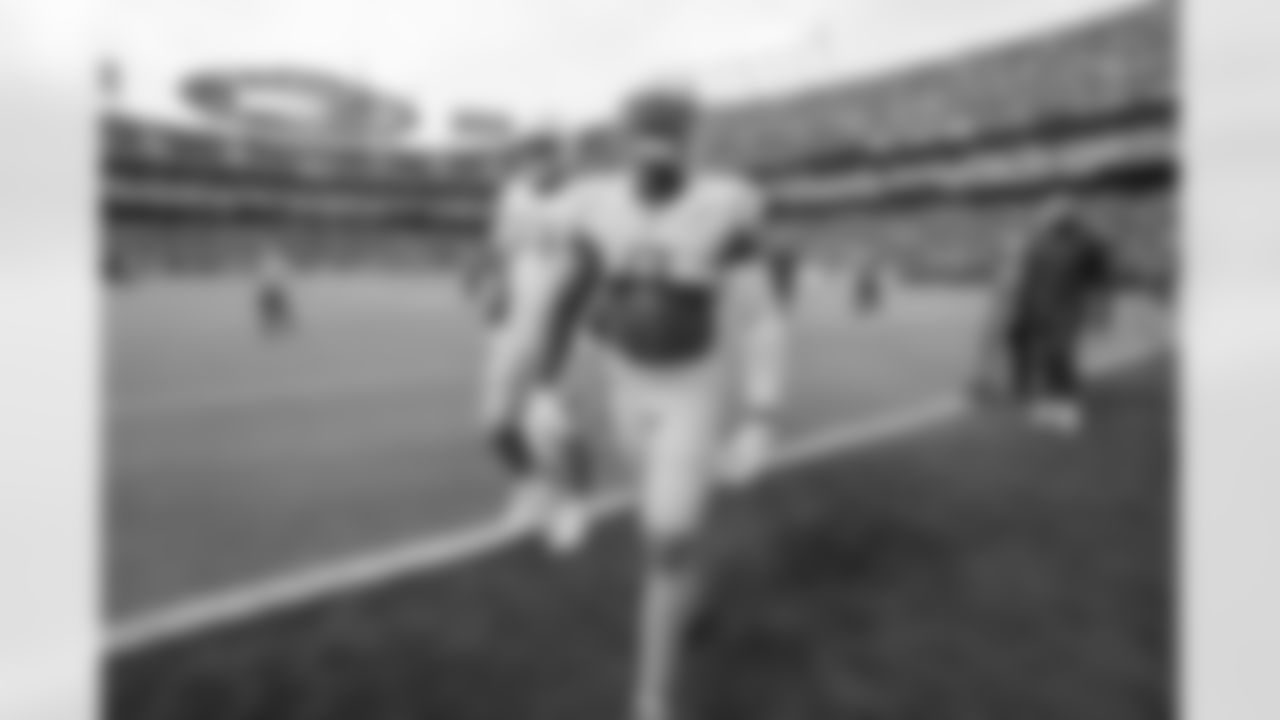 The Los Angeles Chargers prepare to play against the Kansas City Chiefs at Geha Field at Arrowhead Stadium on September 15, 2022 in Kansas City, Missouri.