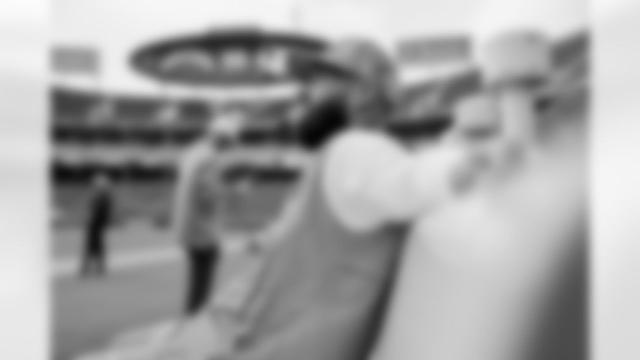 The Los Angeles Chargers prepare to play against the Kansas City Chiefs at Geha Field at Arrowhead Stadium on September 15, 2022 in Kansas City, Missouri.