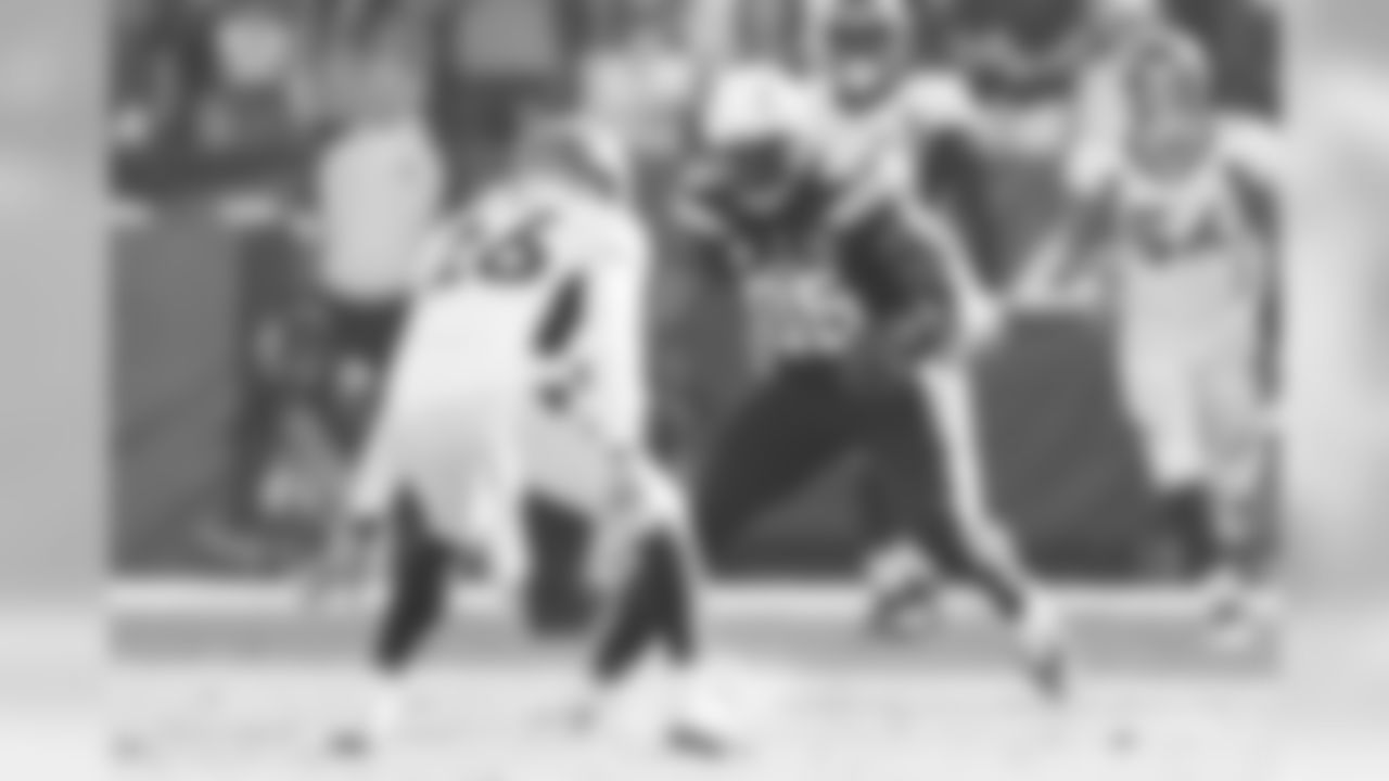 Antonio Green runs after catching a pass from Philip Rivers during the Week 11 matchup against the Denver Broncos from ROKiT Field at StubHub Center.