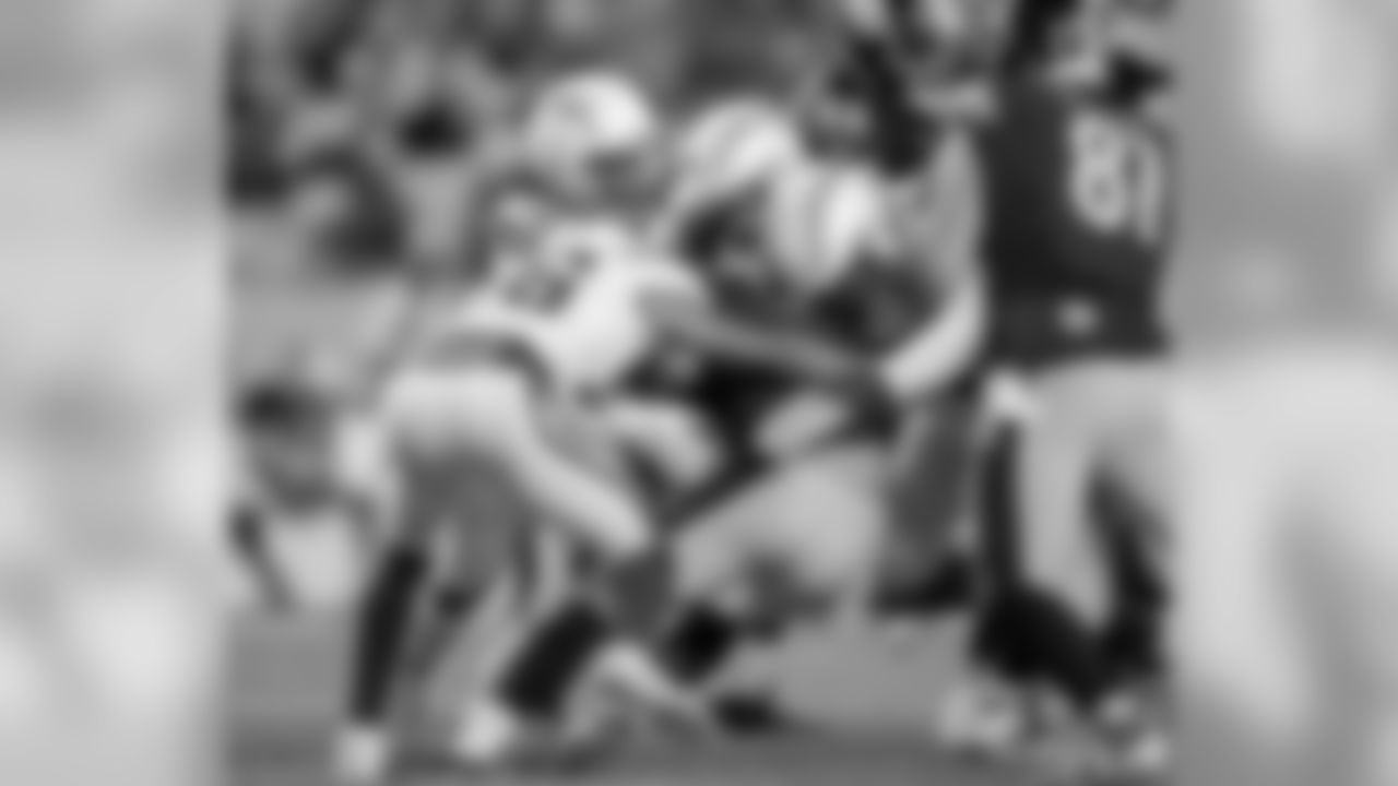 Chargers defensive line tackles Antonio Brown during the Week 13 matchup against the Pittsburgh Steelers.