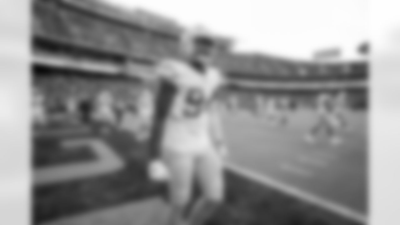 The Los Angeles Chargers prepare to play against the Kansas City Chiefs at Geha Field at Arrowhead Stadium on September 15, 2022 in Kansas City, Missouri.