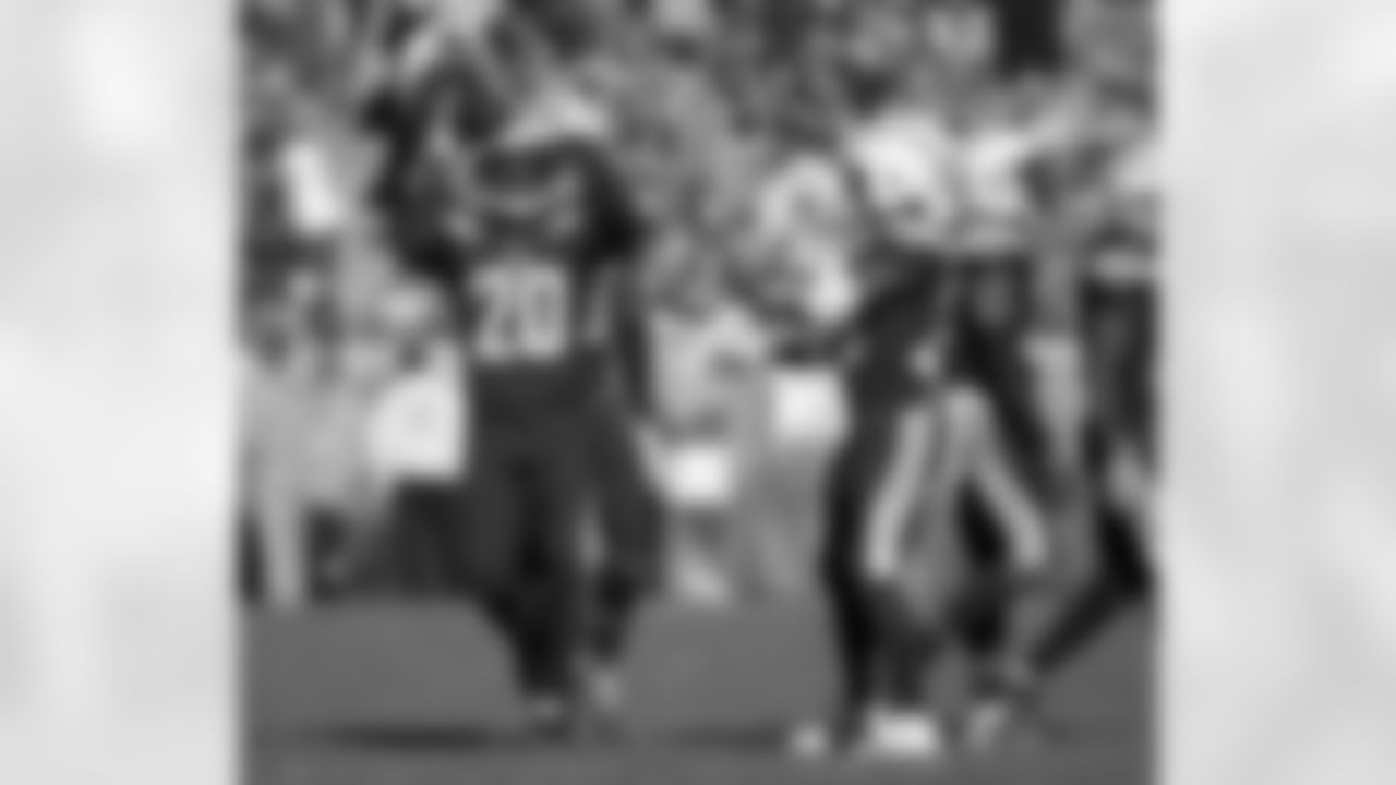 Desmond King celebrates his second interception of the day during the Week 6 matchup against the Cleveland Browns.