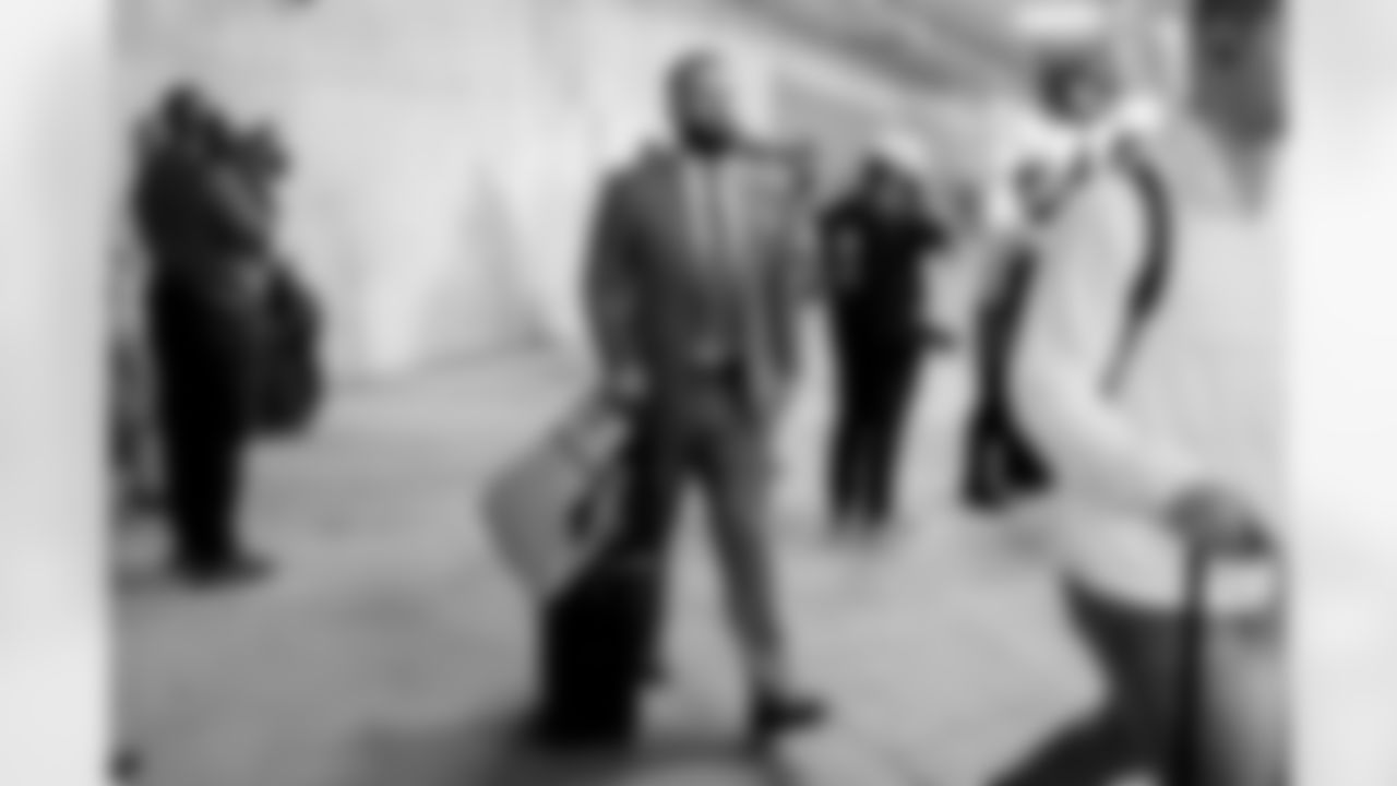 The Los Angeles Chargers arrive at Geha Field at Arrowhead Stadium to play against the Kansas City Chiefs on September 25, 2022 in Kansas City, Missouri.