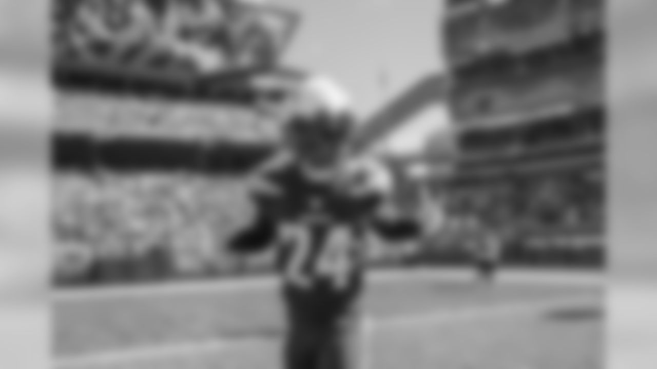 Trevor Williams on the field before the Bolts take on the Browns at FirstEnergy Stadium.
