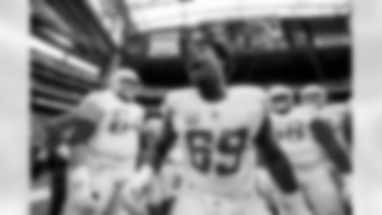 The Los Angeles Chargers prepare to play against the Houston Texans at NRG Stadium on October 2, 2022 in Houston, Texas.
