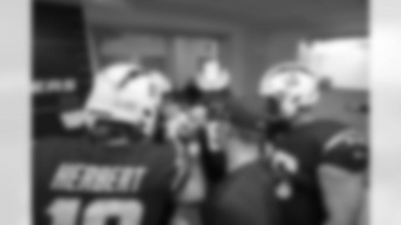 The Los Angeles Chargers prepare to play against the Seattle Seahawks at SoFi Stadium on October 23, 2022 in Inglewood, California.