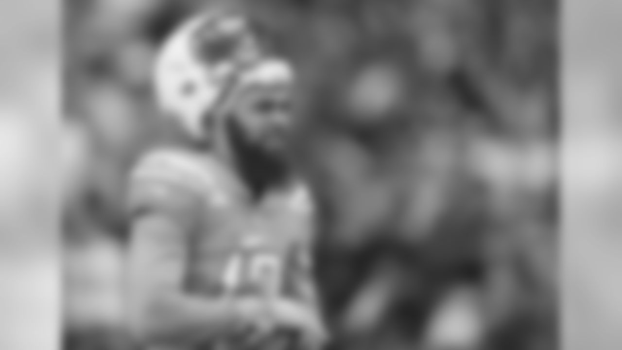 Keenan Allen during warmups at Wembley Stadium in London before the Week 7 matchup against the Tennessee Titans.