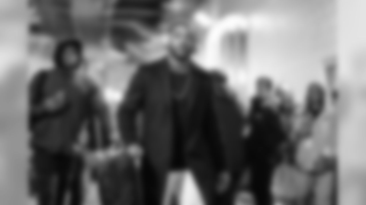 Adrian Phillips arrives at Gillette Stadium before the Divisional Round matchup against the New England Patriots.