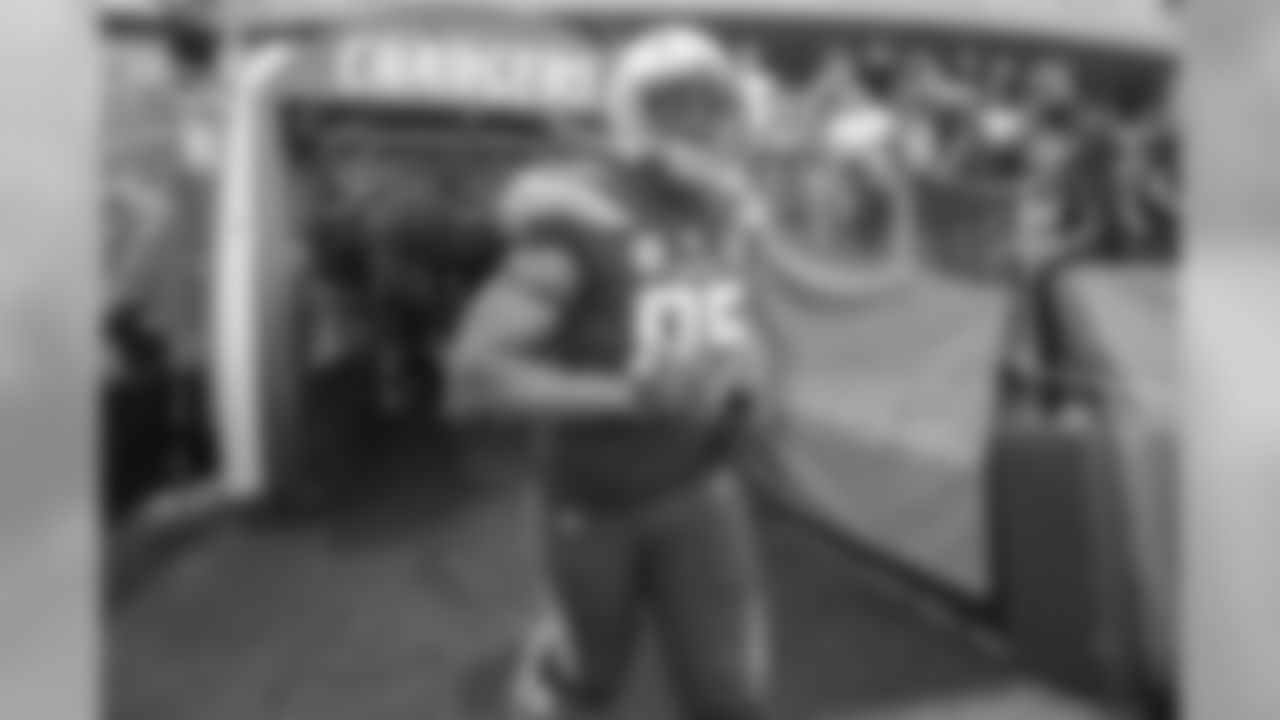 Antonio Gates runs out to the field before the Week 11 contest against the Denver Broncos.