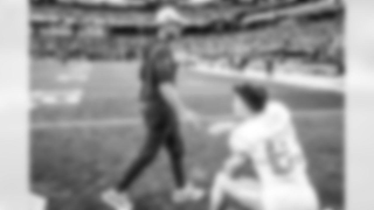 The Los Angeles Chargers prepare to play against the Las Vegas Raiders at Allegiant Stadium on December 4, 2022 in Las Vegas, Nevada.