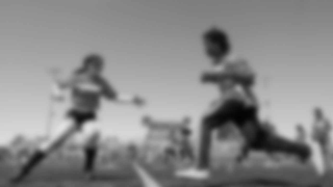 The Los Angeles Chargers partner with the San Diego Unified School District to host a flag football camp for middle schoolers on Saturday, April 8, 2023 at Madison High School in San Diego, CA.