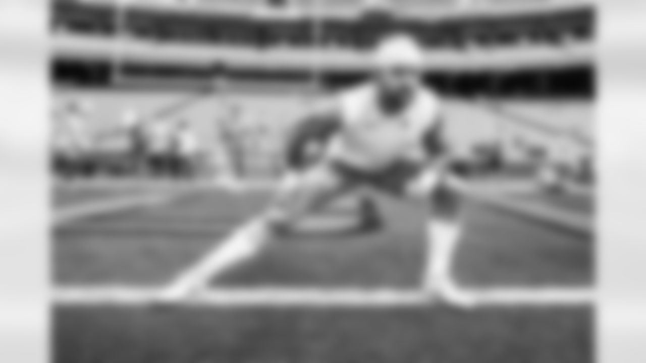 The Los Angeles Chargers prepare to play against the Kansas City Chiefs at Geha Field at Arrowhead Stadium on September 15, 2022 in Kansas City, Missouri.