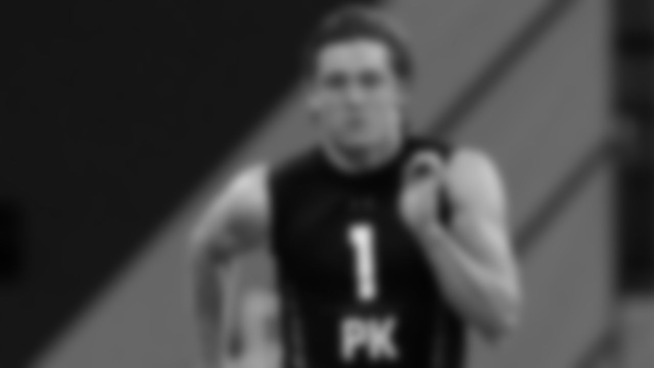 Michael Badgley runs the 40-yard dash at the NFL Scouting Combine.
