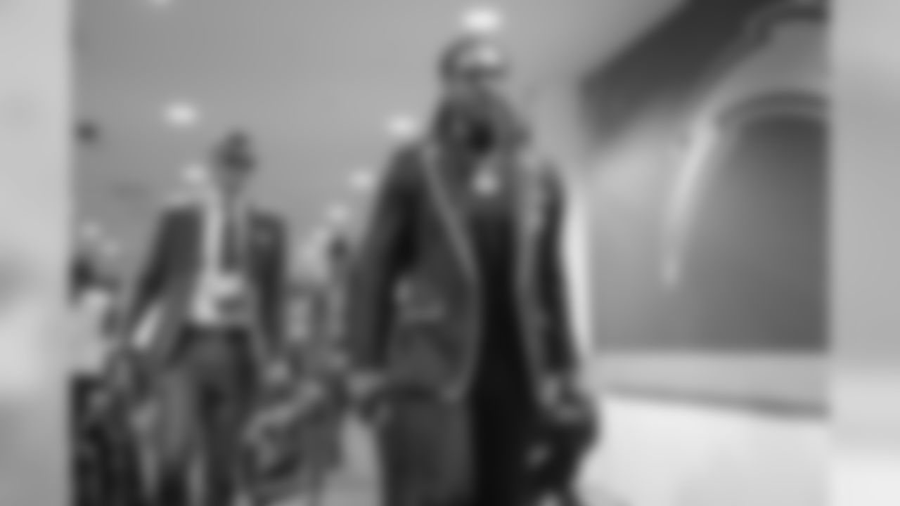 Melvin Ingram arrives at Wembley Stadium in London before the Week 7 matchup against the Tennessee Titans.