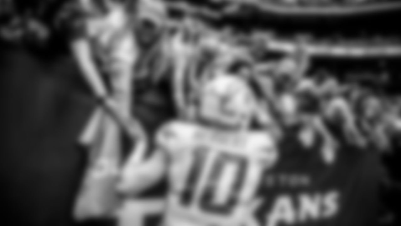 Take a look at the best black and white photos from when the Los Angeles Chargers defeated the Houston Texans by a score of 34-24 at NRG Stadium on October 2nd, 2022 in Houston, Texas.