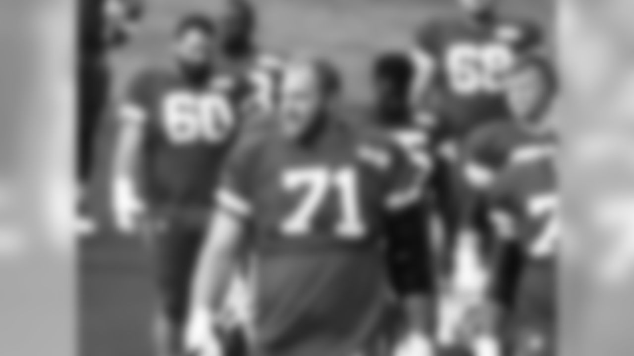 Kansas City Chiefs offensive tackle Mitchell Schwartz (71) during practice 7/28/18 at Chiefs Training Camp at Missouri Western State University in St Joseph, Missouri
