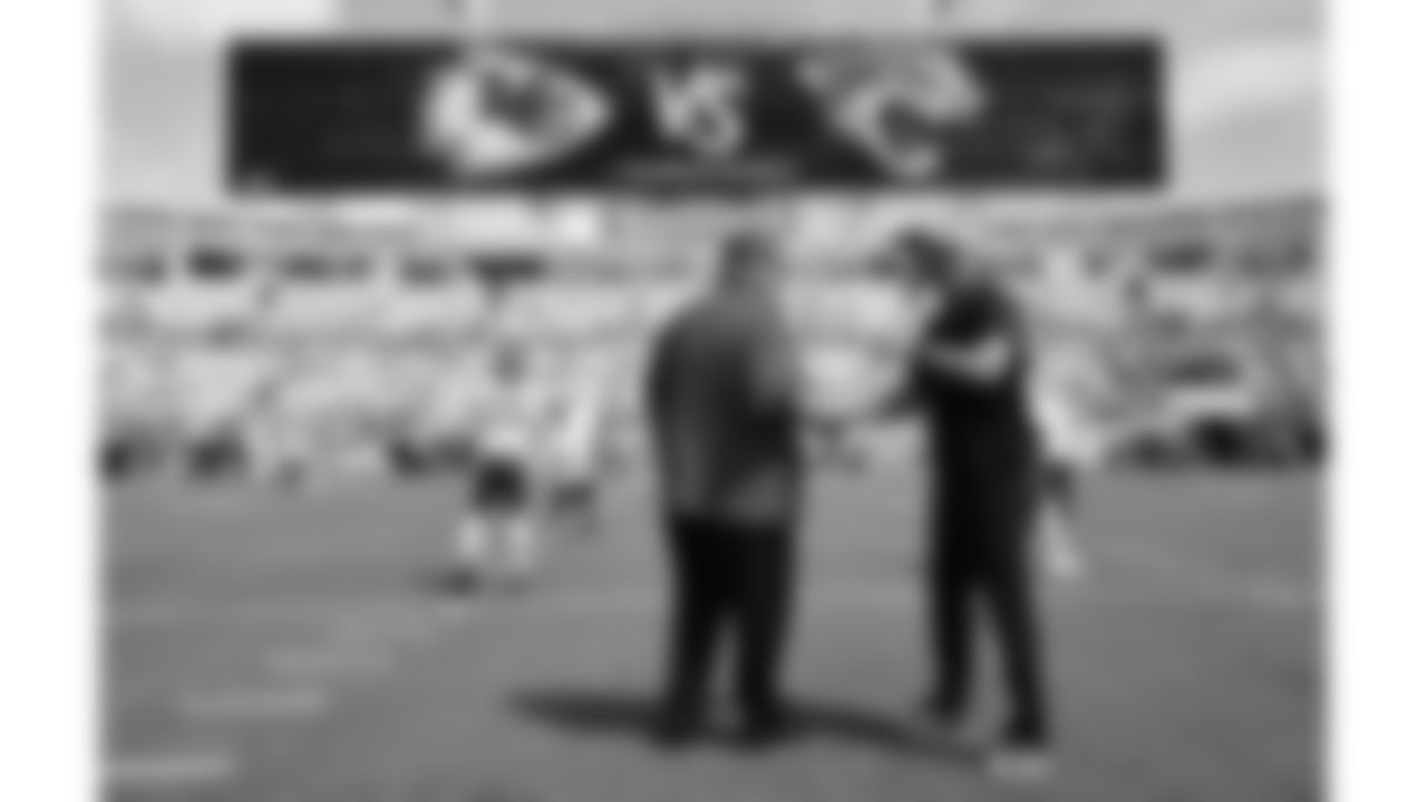 Kansas City Chiefs Head Coach Andy Reid prior to the NFL week 2 matchup against the Jacksonville Jaguars at EverBank Stadium in Jacksonville, Florida on September 17, 2023.