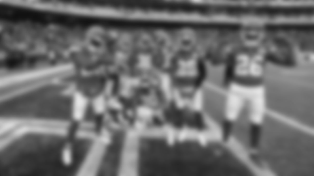 Kansas City Chiefs defensive backs prior to an NFL football game against the Jacksonville Jaguars, Saturday January 21, 2023 in Kansas City.