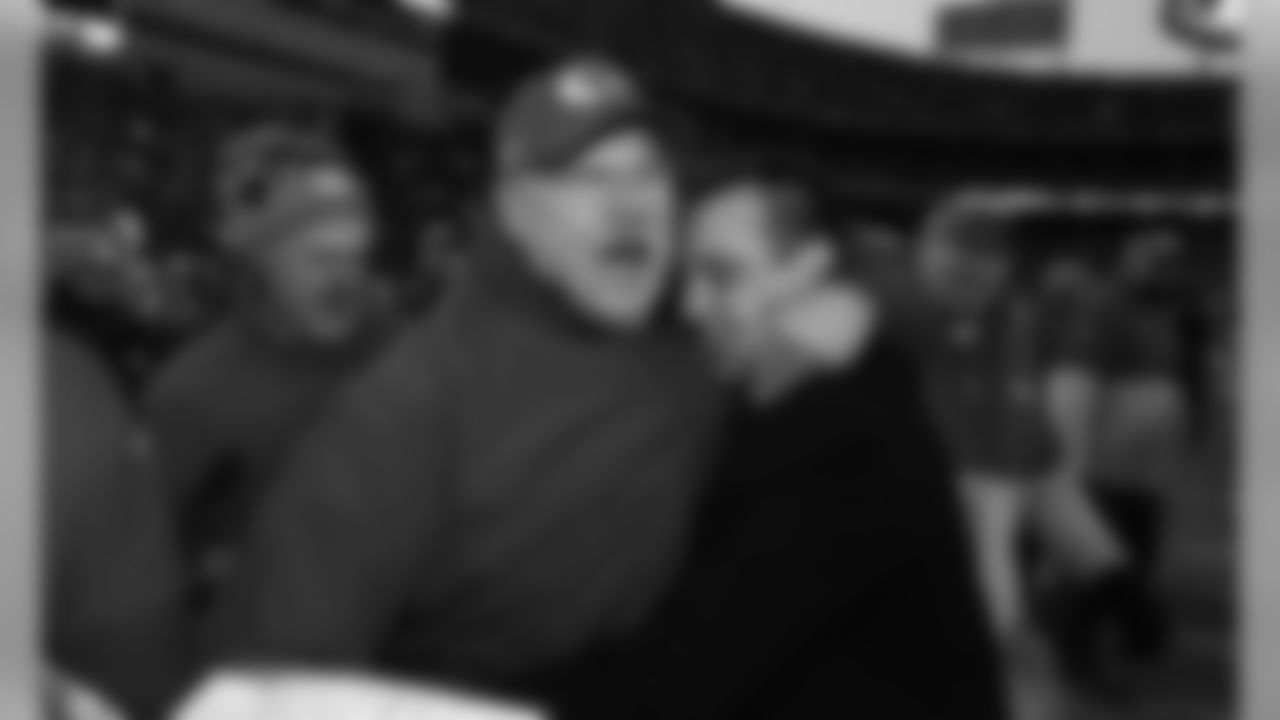 Kansas City Chiefs Head Coach Andy Reid and Kansas City Chiefs General Manager Brett Veach after the game between the Kansas City Chiefs and the Tennessee Titans in the AFC Championship at Arrowhead Stadium on January 19, 2020.