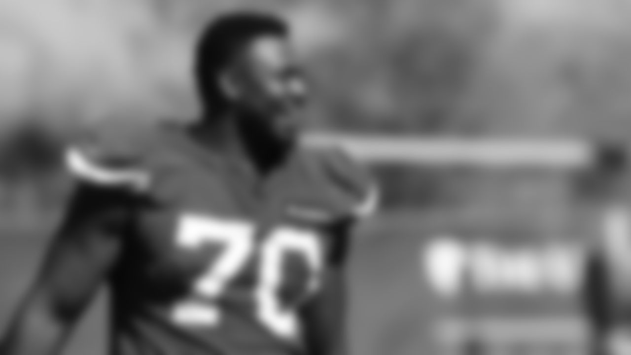 Kansas City Chiefs offensive tackle Prince Tega Wanogho (70) during practice at The University of Kansas Health System Training Complex.