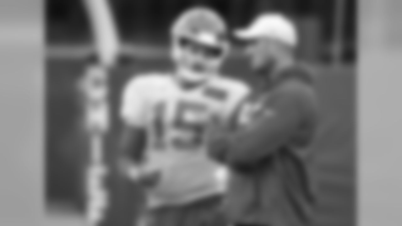 Kansas City Chiefs quarterback Patrick Mahomes (15) during practice on 10/10/18