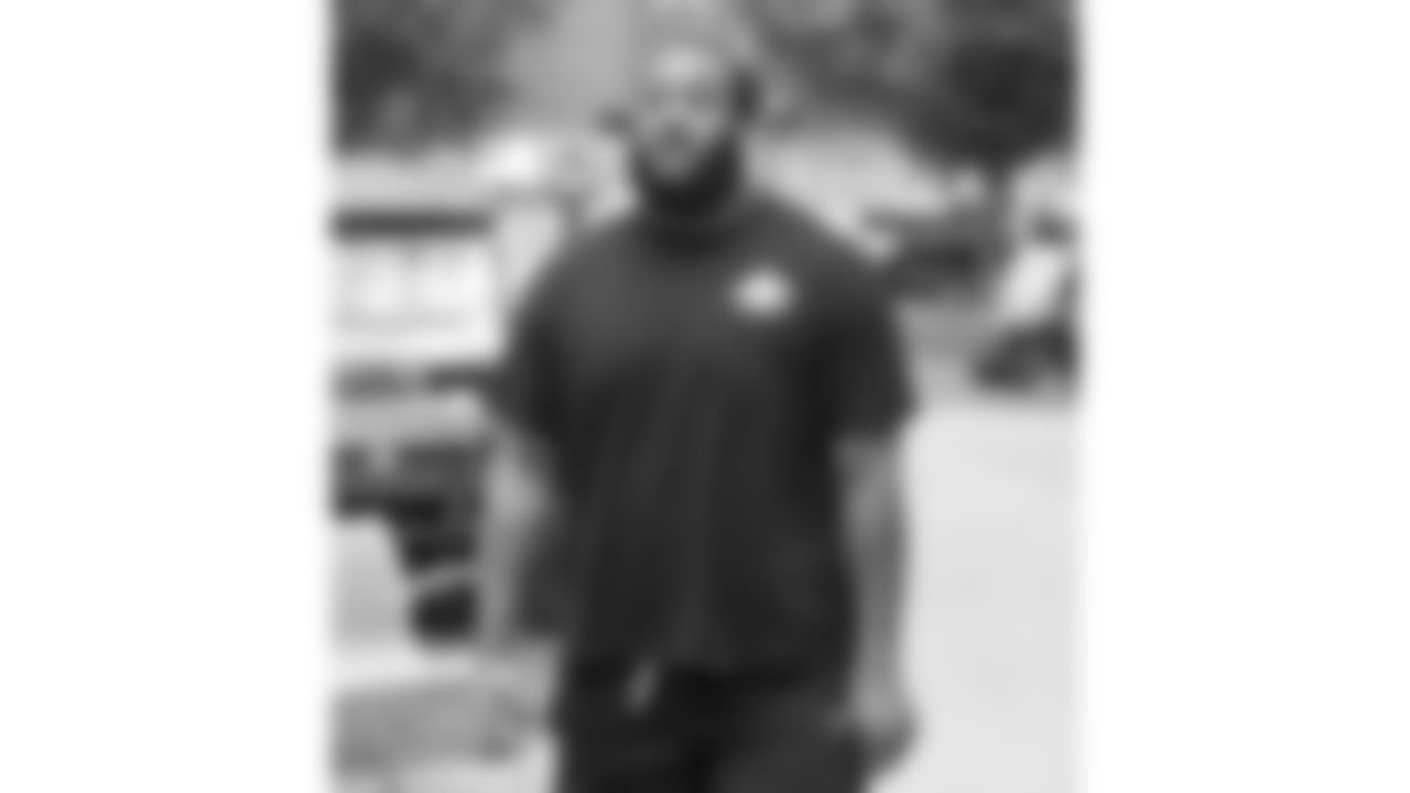Kansas City Chiefs offensive tackle Lucas Niang (67) arrives for rookie training camp at Missouri Western State University