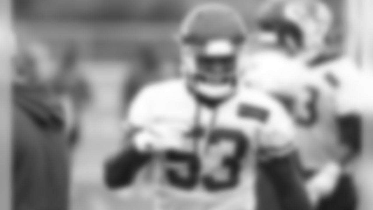 Kansas City Chiefs Linebacker Anthony Hitchens (53) during a 2019 practice at The University of Kansas Health System Training Complex in Kansas City, MO.