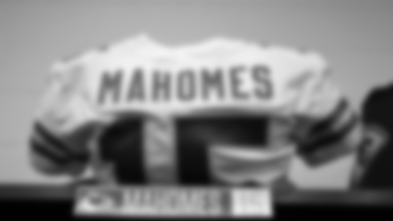 Kansas City Chiefs quarterback Patrick Mahomes's jersey prior to the Week 2 game against the Baltimore Ravens at M&T Bank Stadium on September 19, 2021