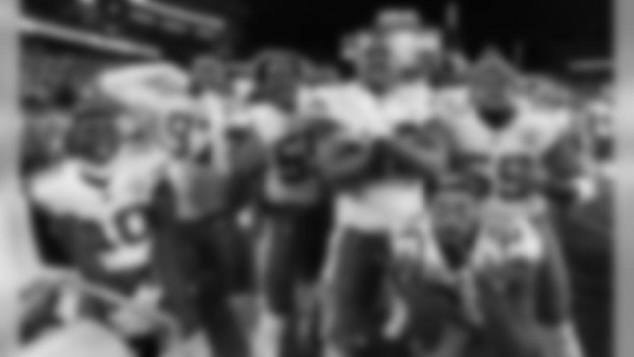 Players Celebrate after the game between the Kansas City Chiefs and the New England Patriots on December 8, 2019.