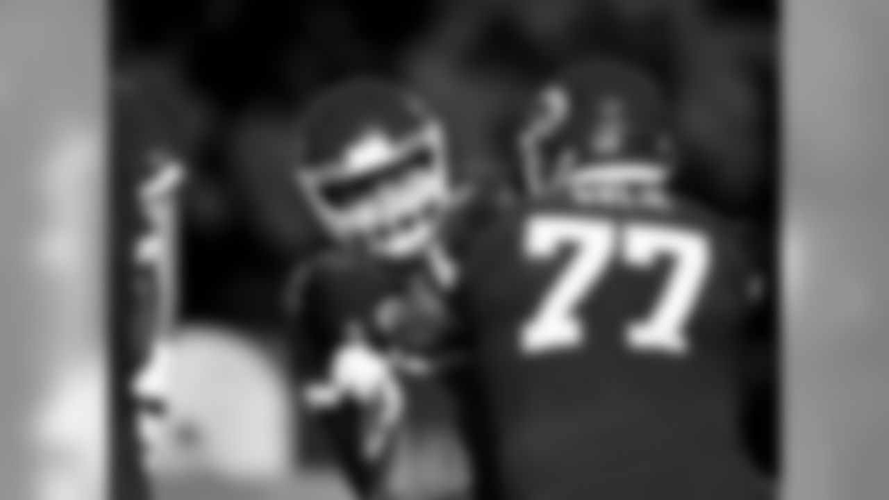 Offensive linemen during practice on 7/24/18 at Chiefs Training Camp at Missouri Western State University in St. Joseph, Missouri.