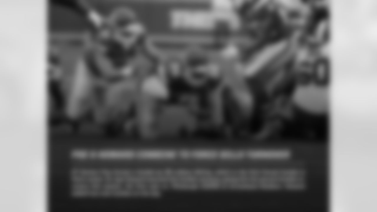 POE & HOWARD COMBINE TO FORCE BILLS FIRST TURNOVER: DT Dontari Poe forced a fumble by RB LeSean McCoy, which is the first forced fumble in Poe's career. DL Jaye Howard secured the fumble recovery, giving him his second fumble recovery this season. His first was vs. Pittsburgh (10/25) at Arrowhead Stadium. Howard added two solo tackles on the day.