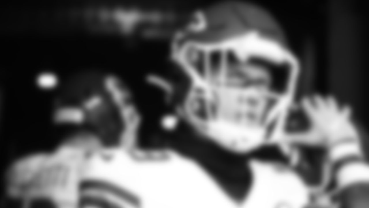 Kansas City Chiefs defensive back Daniel Sorensen (49) prior to an NFL football game against the Cincinnati Bengals, Sunday, January 2, 2022 in Cincinnati.