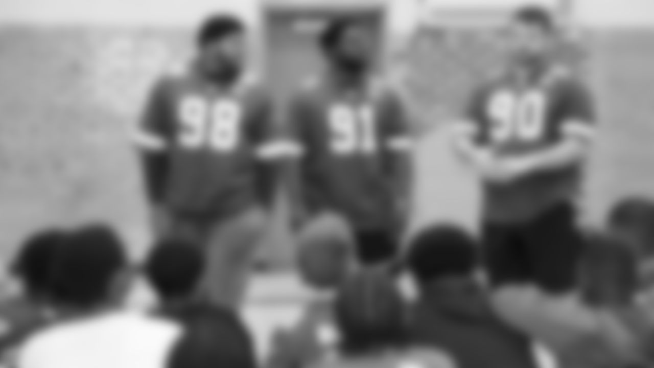 Chiefs Defensive Lineman visit the Lincoln middle school to teach football skills.