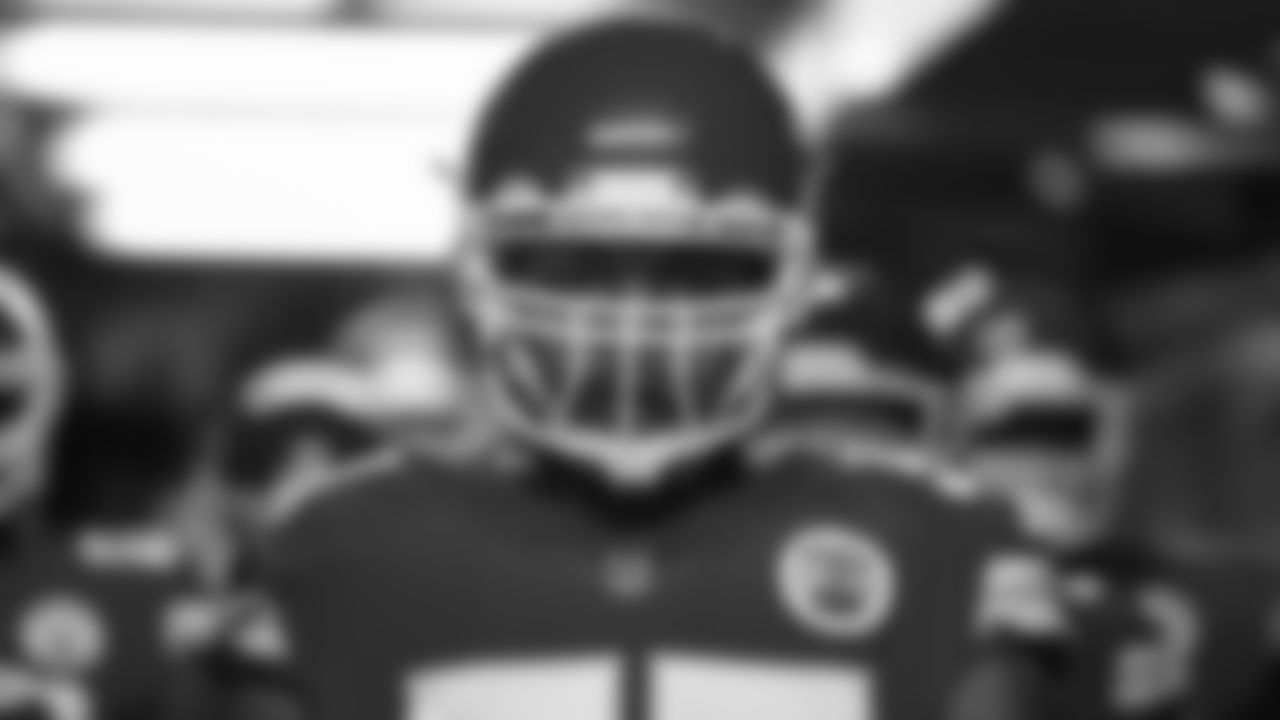 Kansas City Chiefs offensive tackle Orlando Brown (57) prior to an NFL football game against the Green Bay Packers, Sunday, November 7, 2021 in Kansas City.