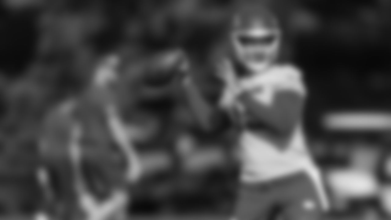 Kansas City Chiefs quarterback Patrick Mahomes (15) throws a pass at day two of Kansas City Chiefs pre Training Camp in St. Joseph, MO on Thursday, July 20, 2023.
