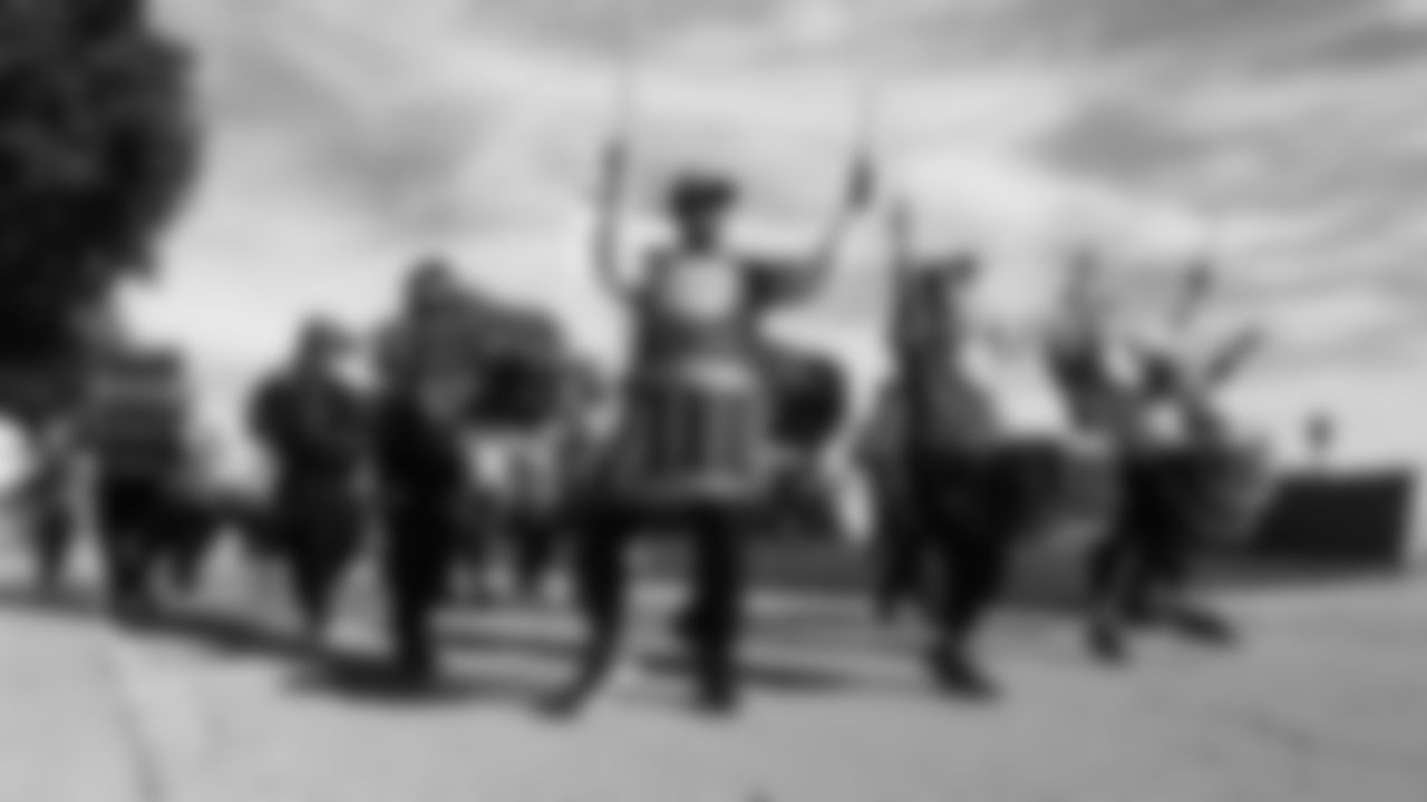 Rumble performs outside the stadium prior to an NFL football game against the Green Bay Packers, Sunday, November 7, 2021 in Kansas City.