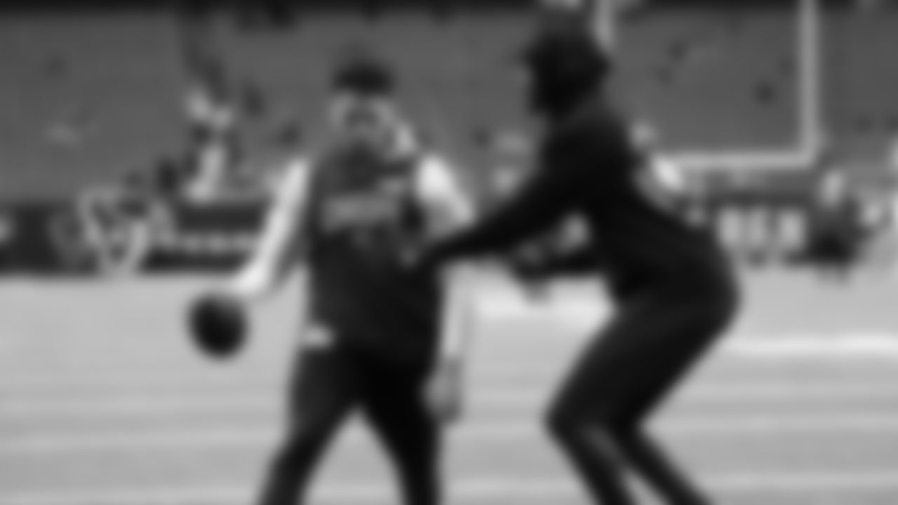 Kansas City Chiefs quarterback Patrick Mahomes (15) and wide receiver Marquez Valdes-Scantling (11) prior to an NFL football game against the Houston Texans, Sunday, December 18, 2022 in Houston.