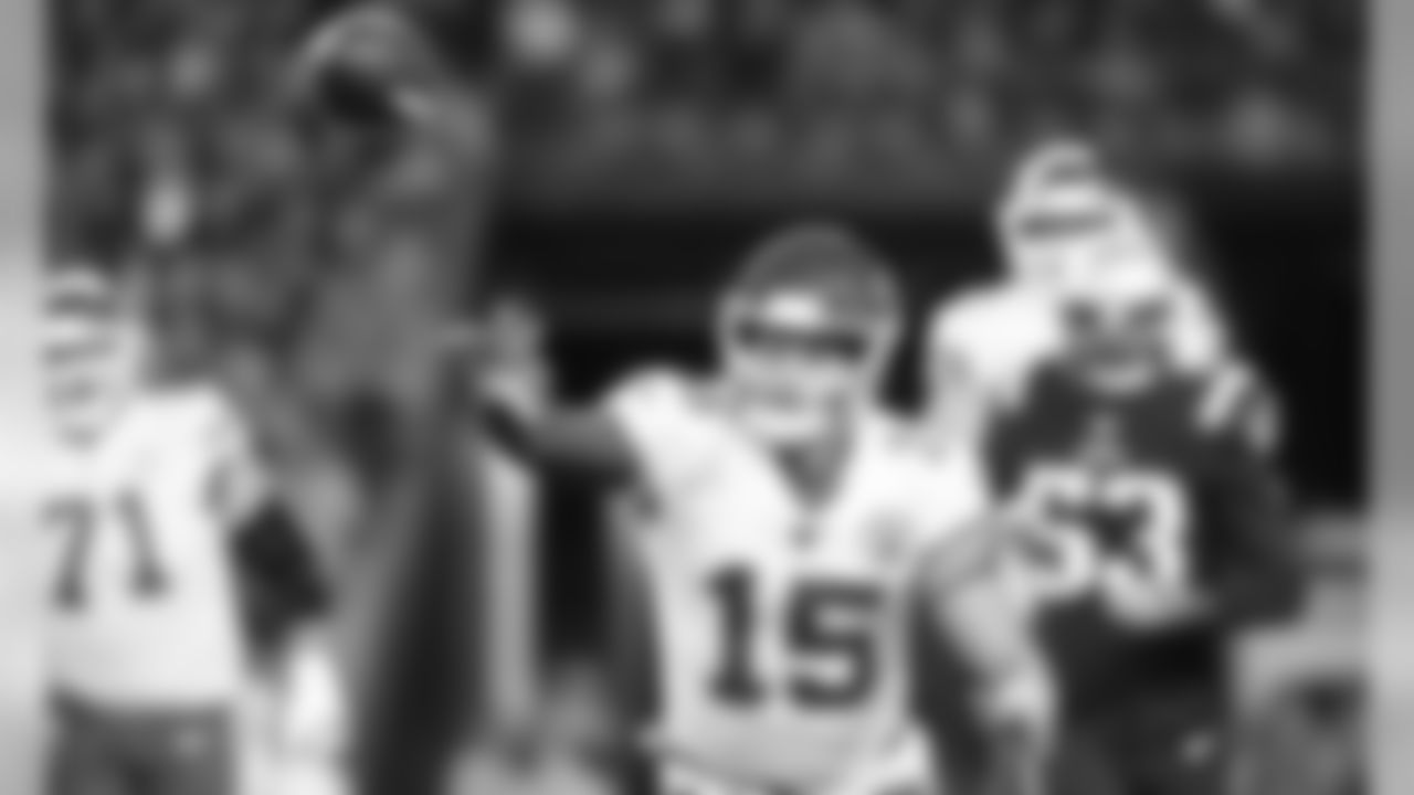 Kansas City Chiefs Quarterback Patrick Mahomes (15) during the game between the Kansas City Chiefs and the New England Patriots on December 8, 2019.