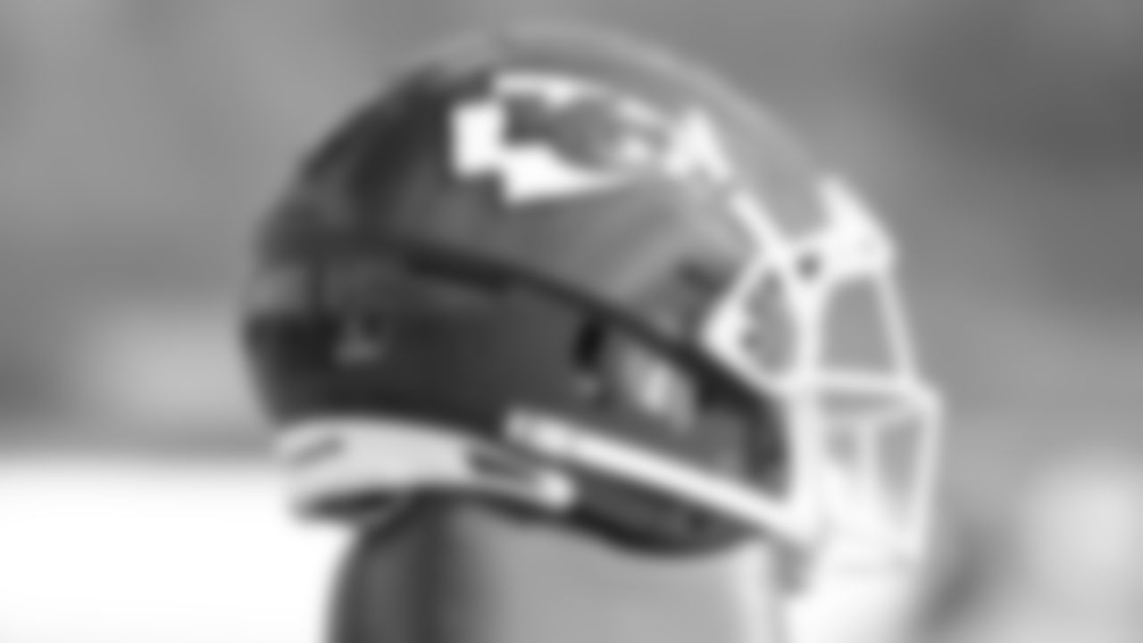 A Kansas City Chiefs helmet at practice in preparation for week fourteen against the Las Vegas Raiders.