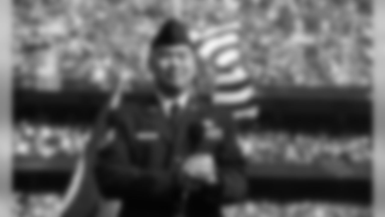 United States Air Force and Afghanistan War veteran Mark Lindquist performs our National Anthem prior to the football game between the Kansas City Chiefs and the Minnesota Vikings at Arrowhead Stadium on November 3, 2019.