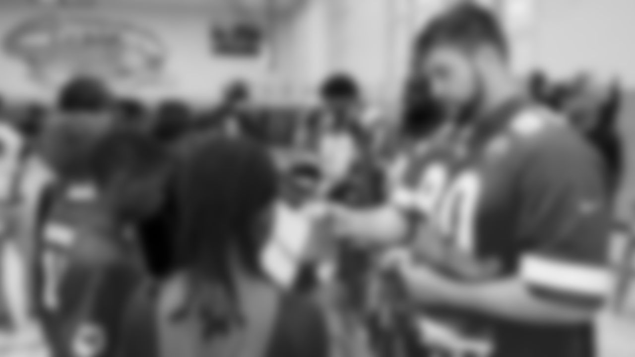 Chiefs Defensive Lineman visit the Lincoln middle school to teach football skills.