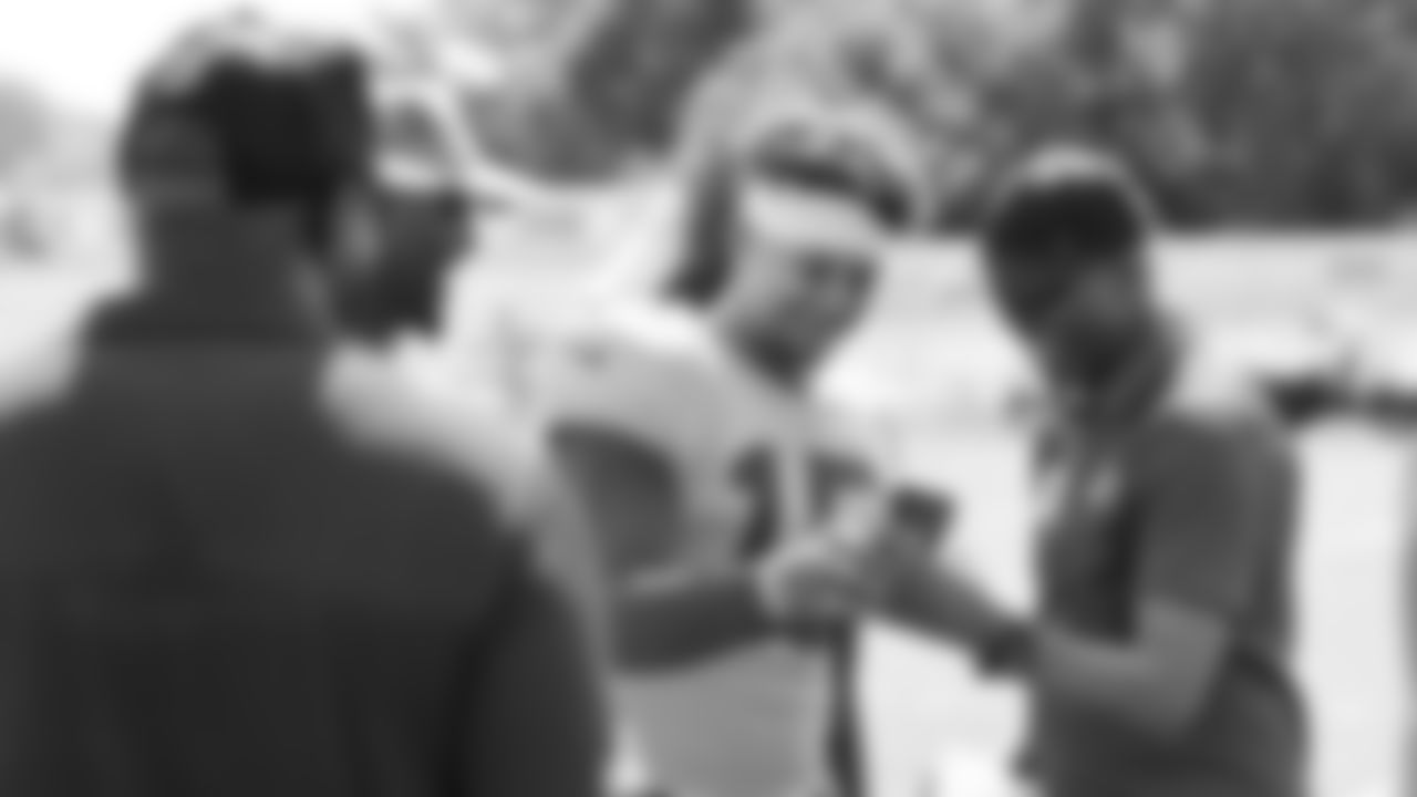 Kansas City Chiefs Legends watch practice and speak to the team after training camp at Missouri Western State University.