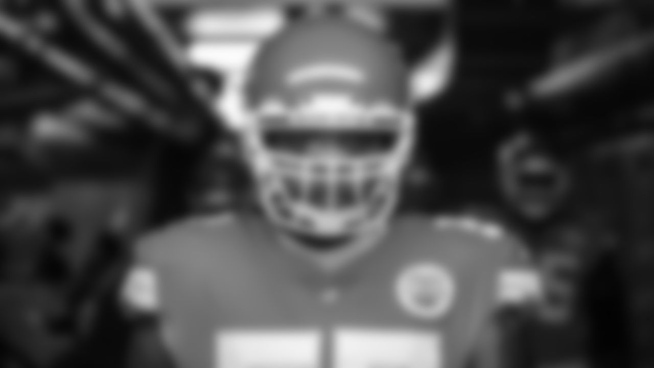 Kansas City Chiefs offensive tackle Orlando Brown (57) in the tunnel prior to an NFL Football game against the Jacksonville Jaguars, Sunday, November 13, 2022 in Kansas City.