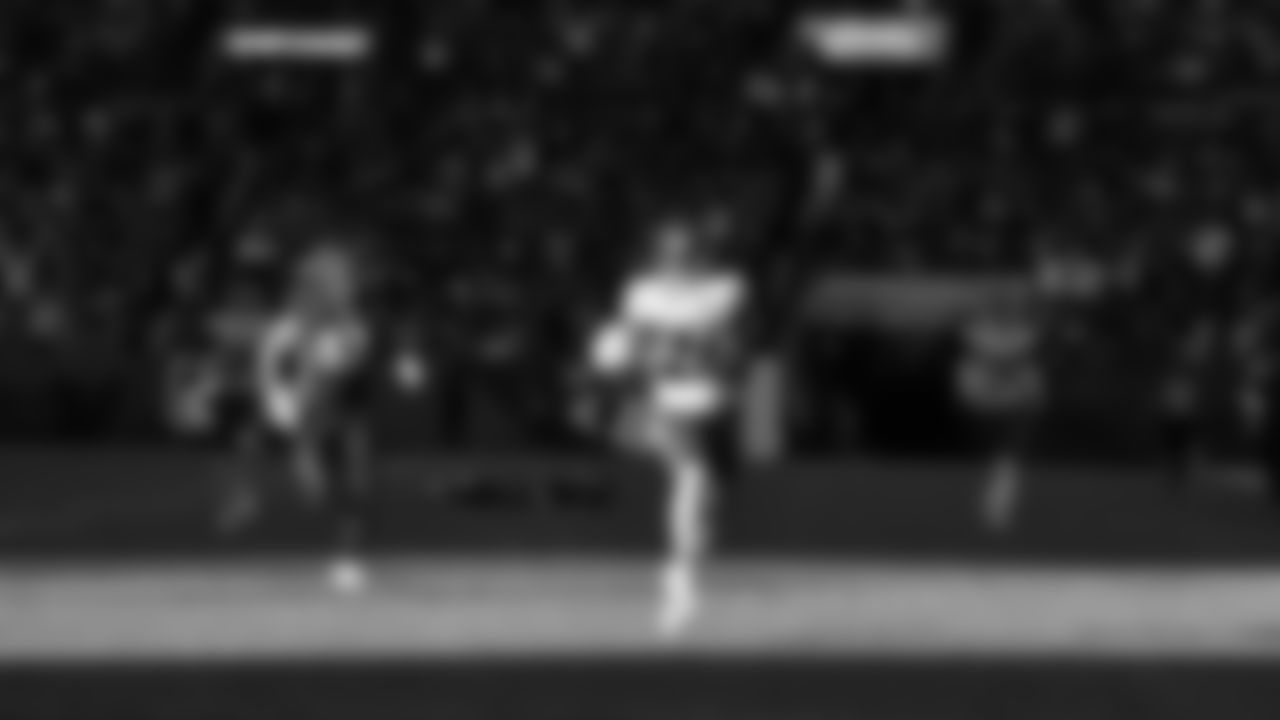 Kansas City Chiefs linebacker Willie Gay Jr. (50) runs with the ball after an interception during an NFL football game against the Denver Broncos, Sunday December 11, 2022