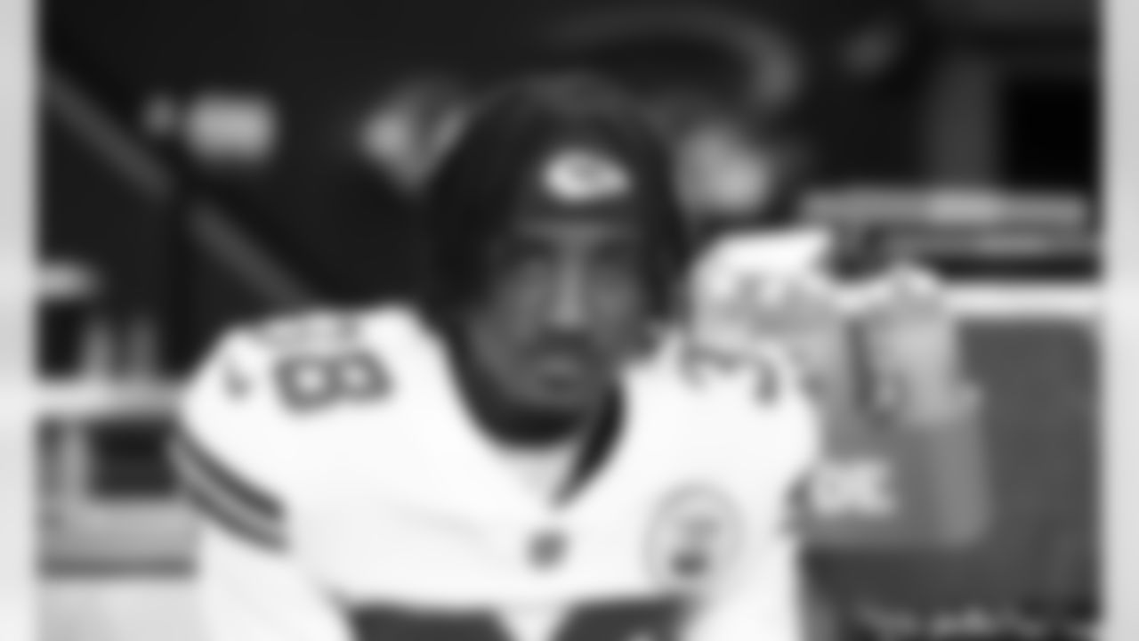 Kansas City Chiefs Cornerback L'Jarius Sneed (38) on the bench prior to an NFL Football game against the Las Vegas Raiders, Sunday November 22, 2020 in Las Vegas.