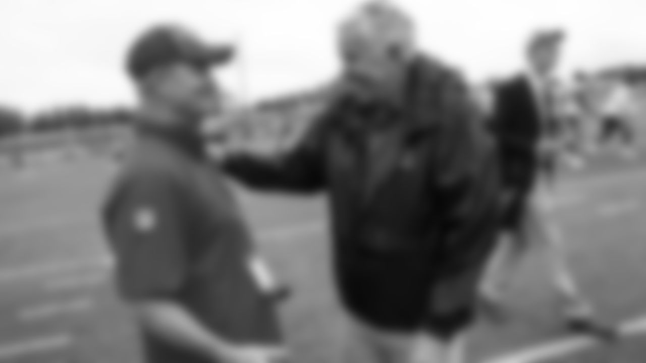Missouri State Governor Mike Parsons with Voice of the Kansas City Chiefs Mitch Holthus at Kansas City Chiefs Training Camp in St. Joseph, MO on Friday, August 4, 2023.