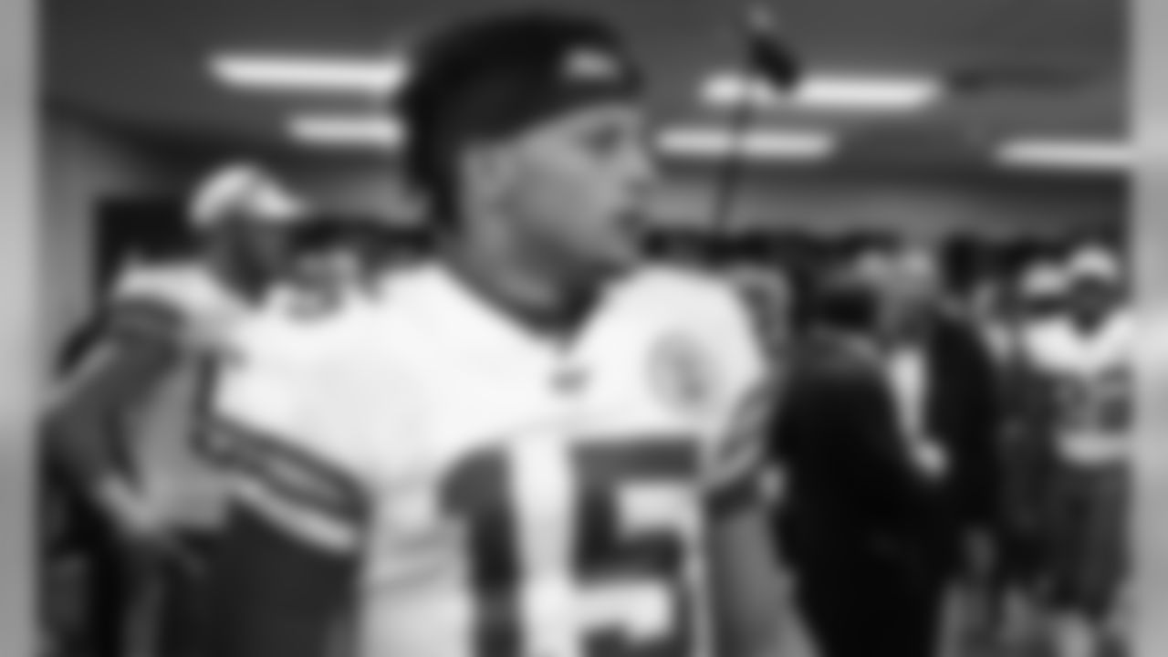 Kansas City Chiefs Quarterback Patrick Mahomes (15) after the game between the Kansas City Chiefs and the New England Patriots on December 8, 2019.
