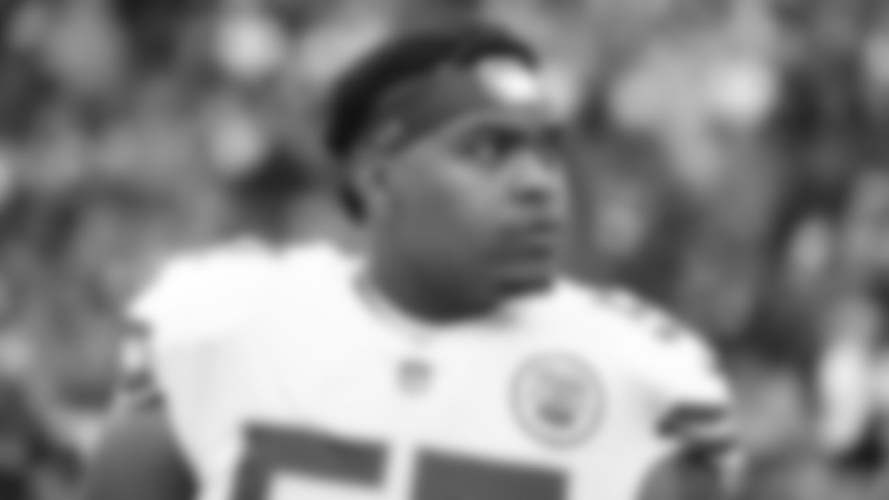 Kansas City Chiefs offensive tackle Orlando Brown (57) prior to an NFL football game against the Denver Broncos on Saturday, January 8, 2021 in Denver.