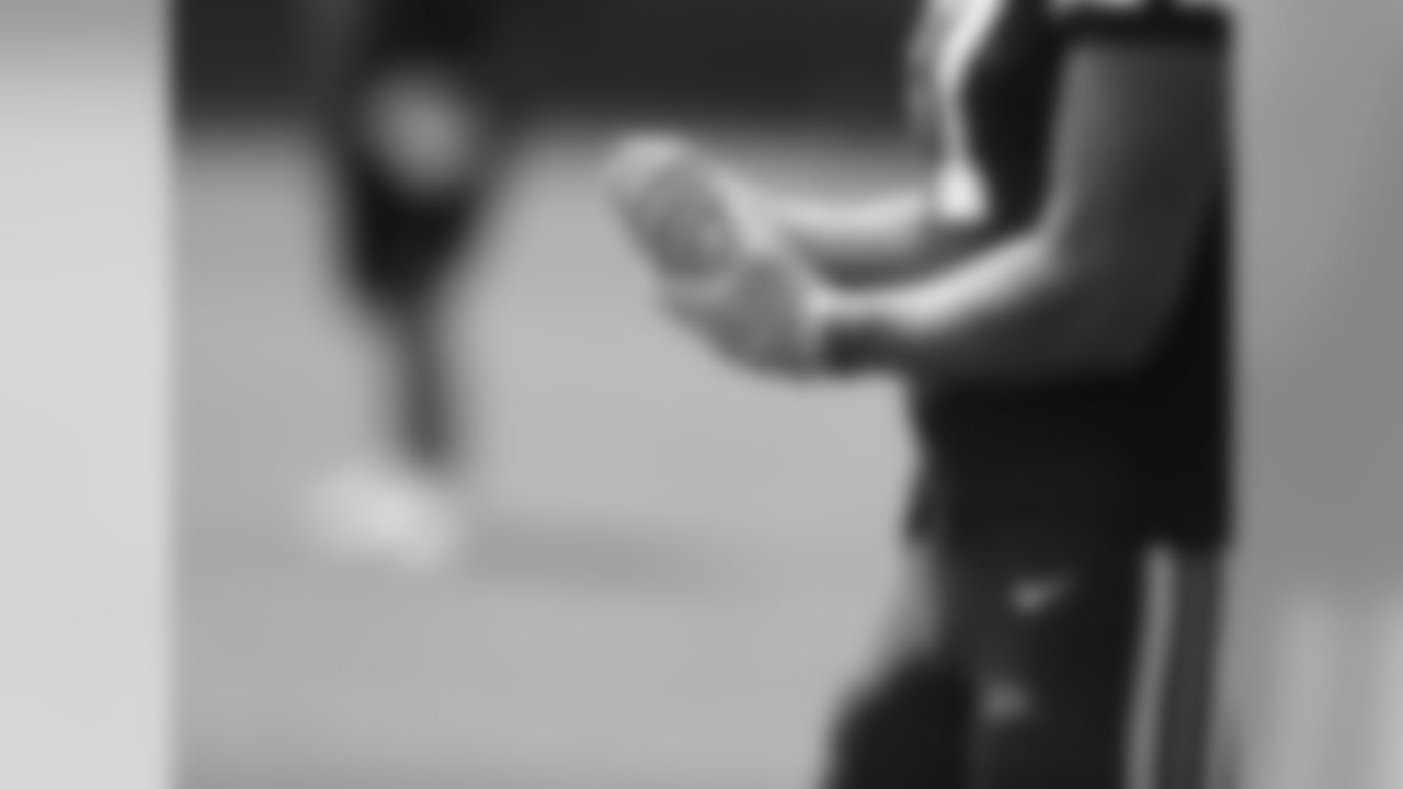 Gloves during practice on August 21, 2018